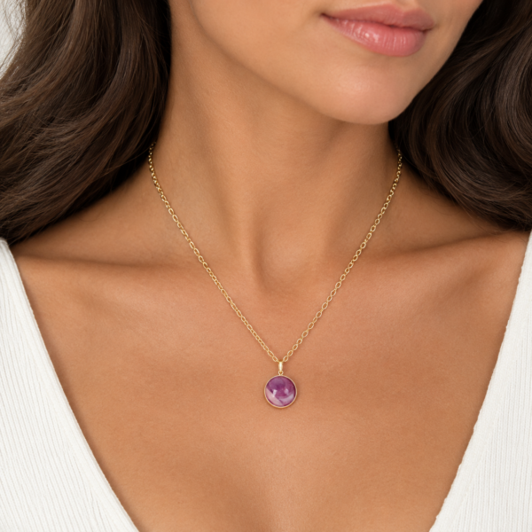 Collier Cabochon Agate mauve-prune