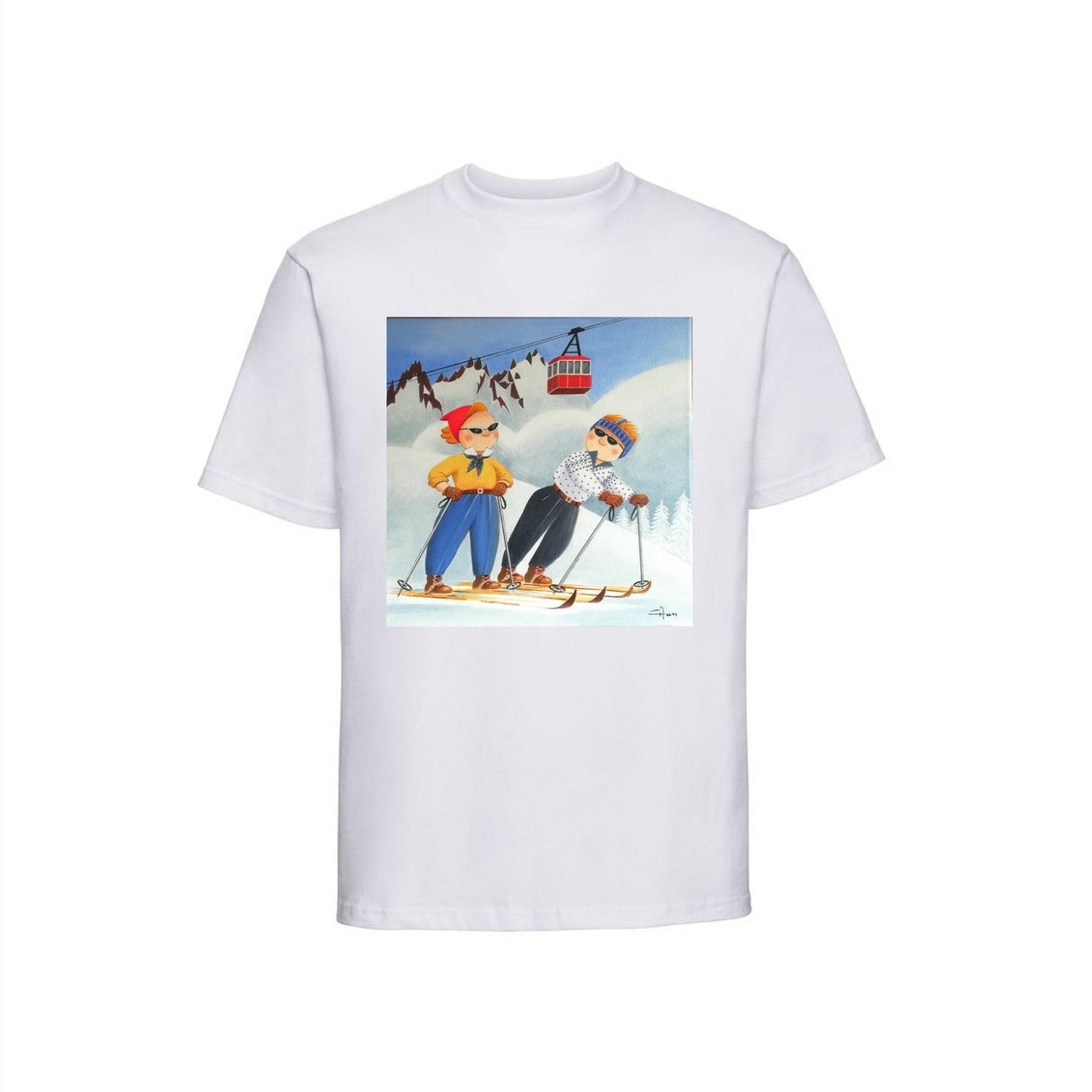 T-shirt Couple skieurs Années 50