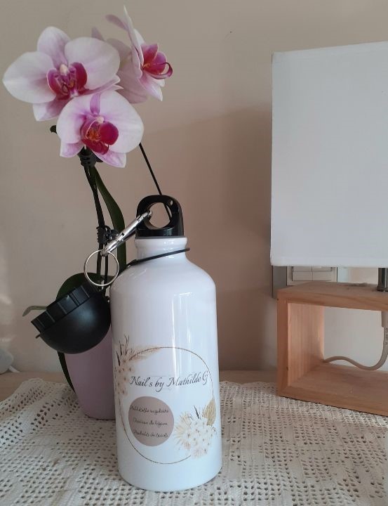 Gourde isotherme blanche personnalisée par sublimation