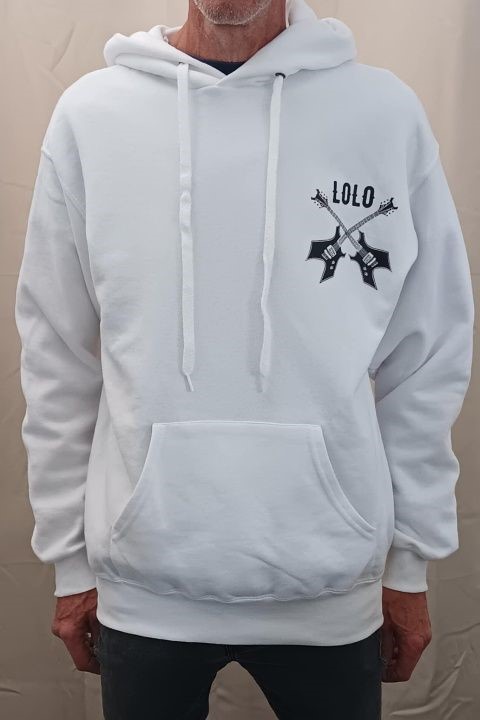 Sweat à capuche blanc personnalisé, petit logo imprimé sur la poitrine