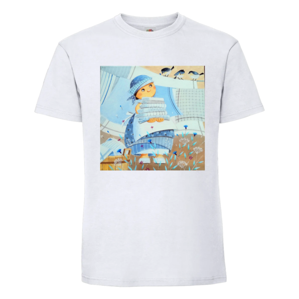 T-shirt fillette Blanc Bleu Lin