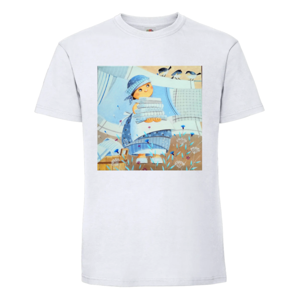 T-shirt fillette Blanc Bleu Lin