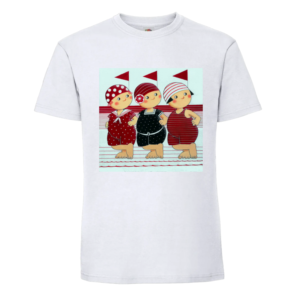 T-shirt la mer 3 Tops en maillots sur un t-shirt blanc