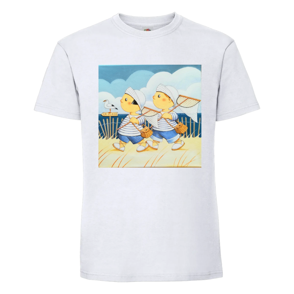 T-shirt la mer Direction Plage sur un t-shirt blanc