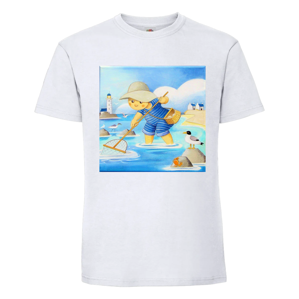 T-shirt la mer Pêche à la crevette sur un t-shirt blanc