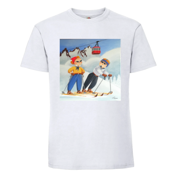 T-shirt Montagne Couple skieurs Années 50