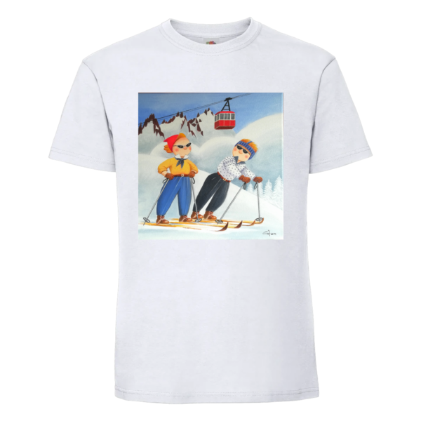 T-shirt Montagne Couple skieurs Années 50