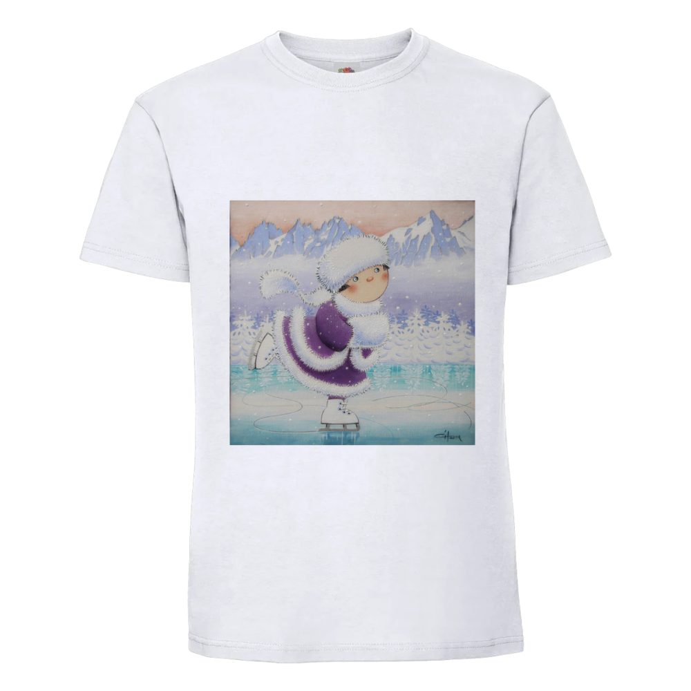 T-shirt Montagne La Patineuse sur un t-shirt blanc