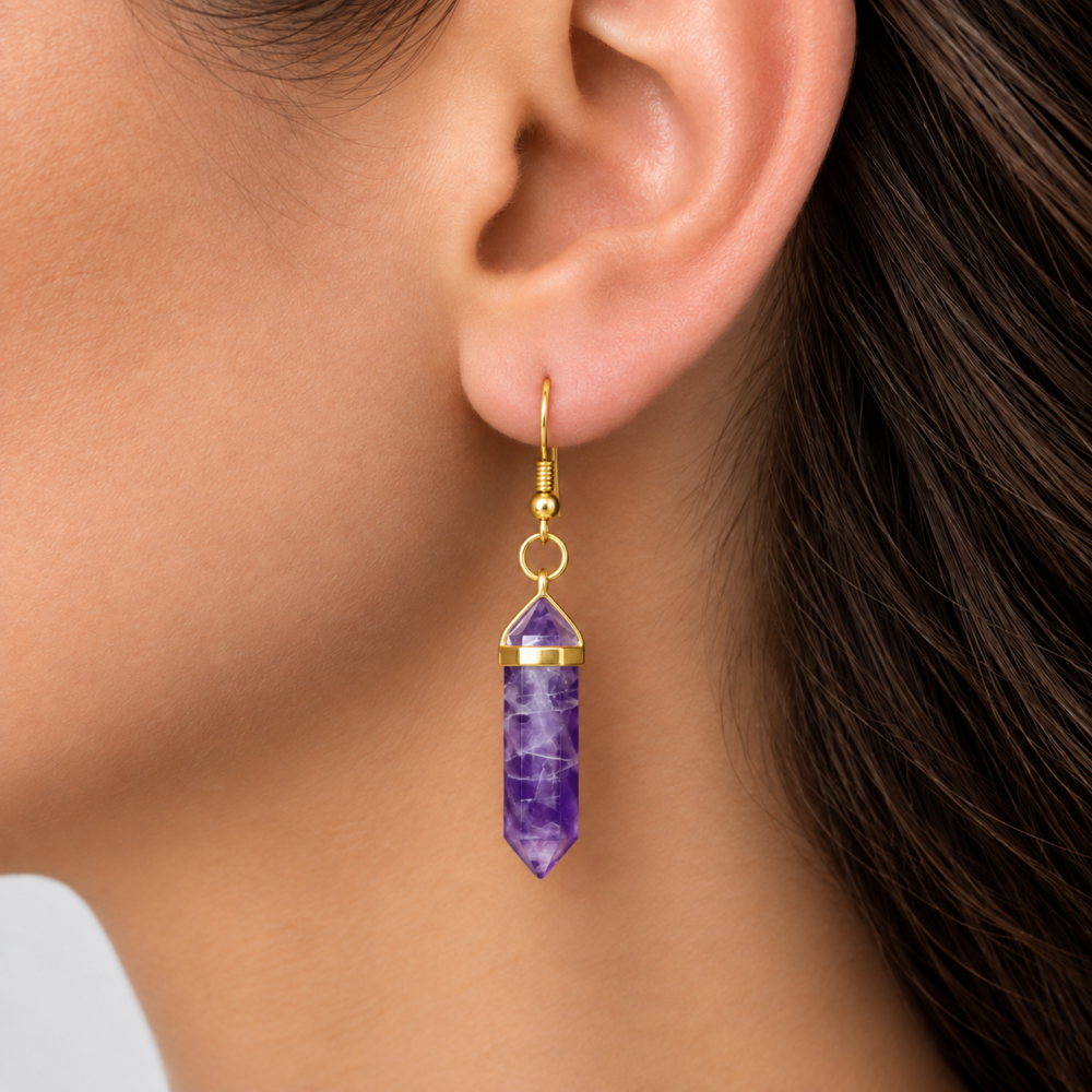 Boucles d’oreilles Améthyste, bijou fait main en Isère