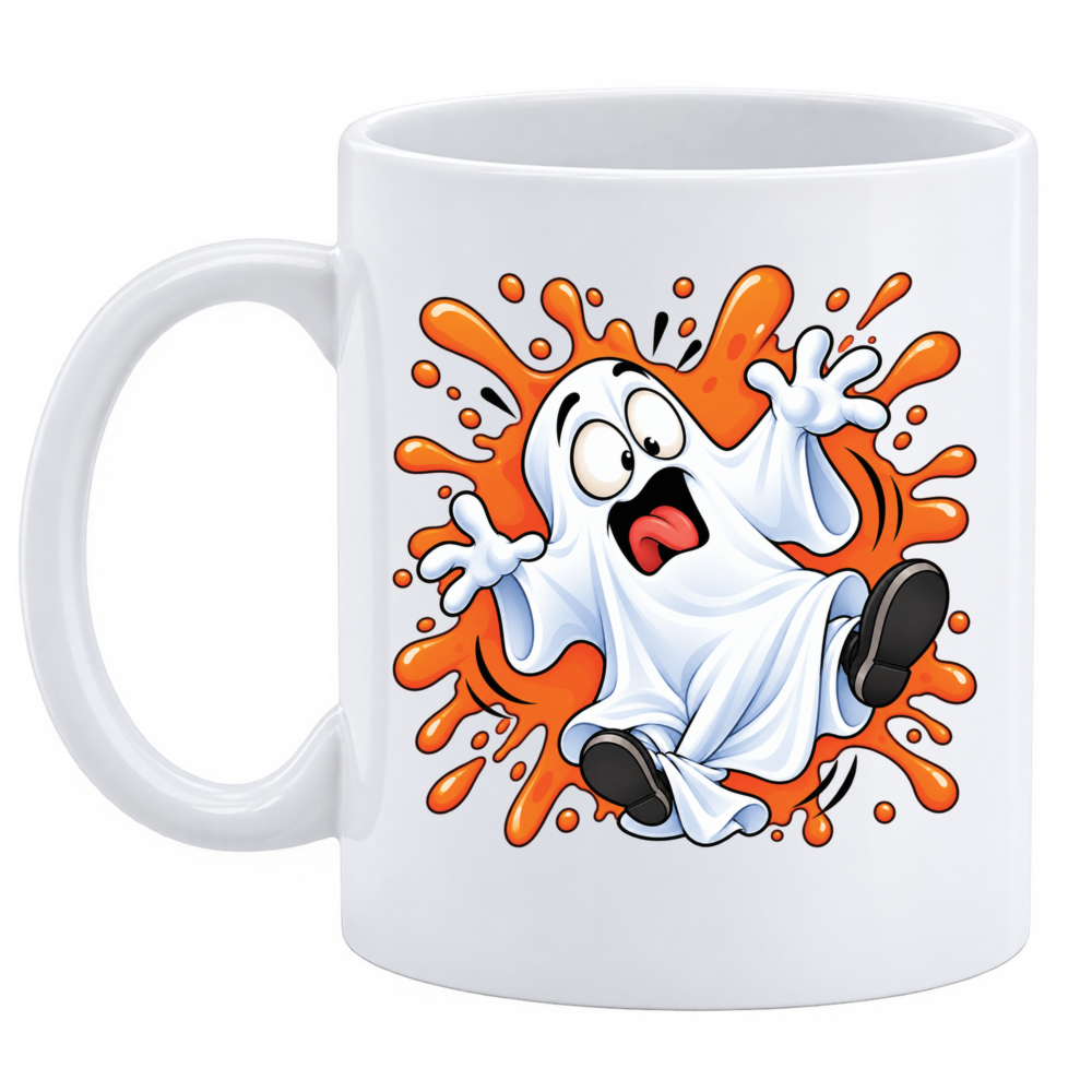 Mug et pot à crayons Fantôme Halloween, décoré dans notre atelier en Isère