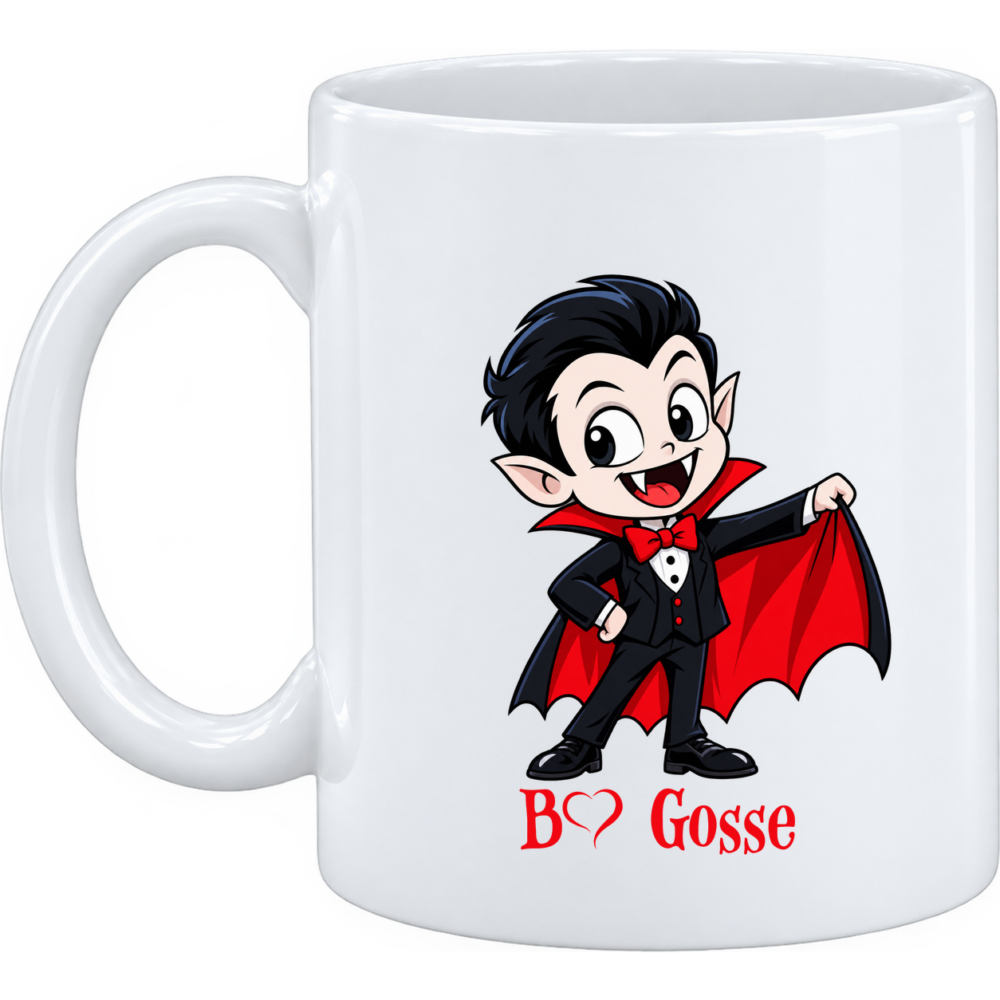 Mug et pot à crayons Vampire Halloween, sur un mug en céramique blanche