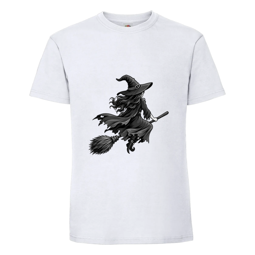 T-shirt Sorcière et la lune noir et blanc (Copie) sur un t-shirt blanc