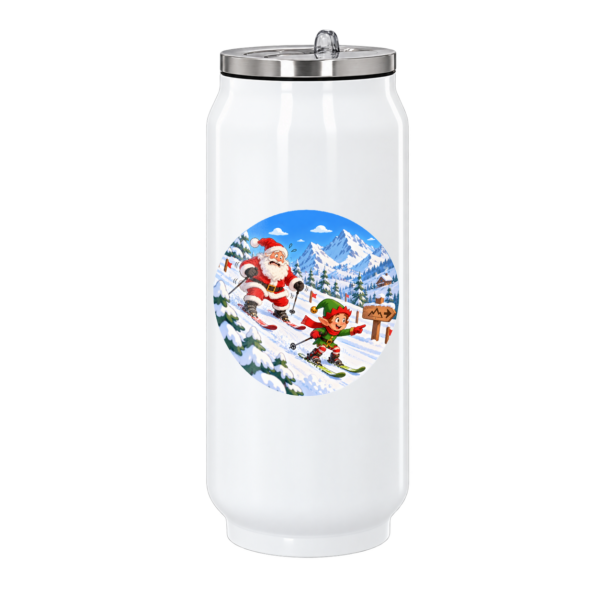 Canette le père noël apprend à skier