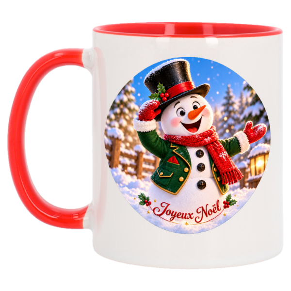 Mug de noël bonhomme de neige élégant en costume