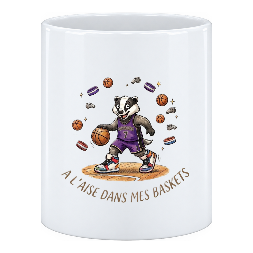 Mug Basketteur : voilà un basketteur prêt pour la compet, en pot à crayons