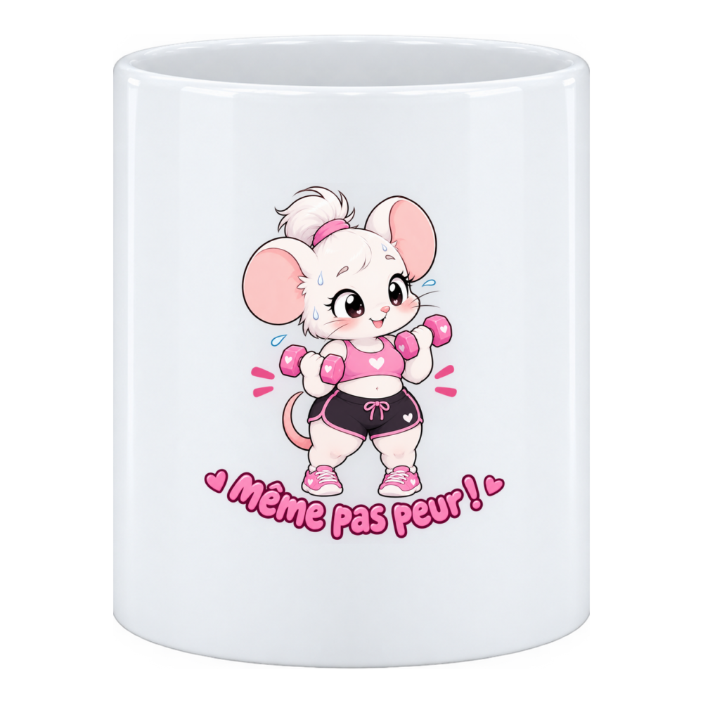 Mug Petite souris sportive : et un, et deux, trop facile pour notre petite souris sportive, en pot à crayons