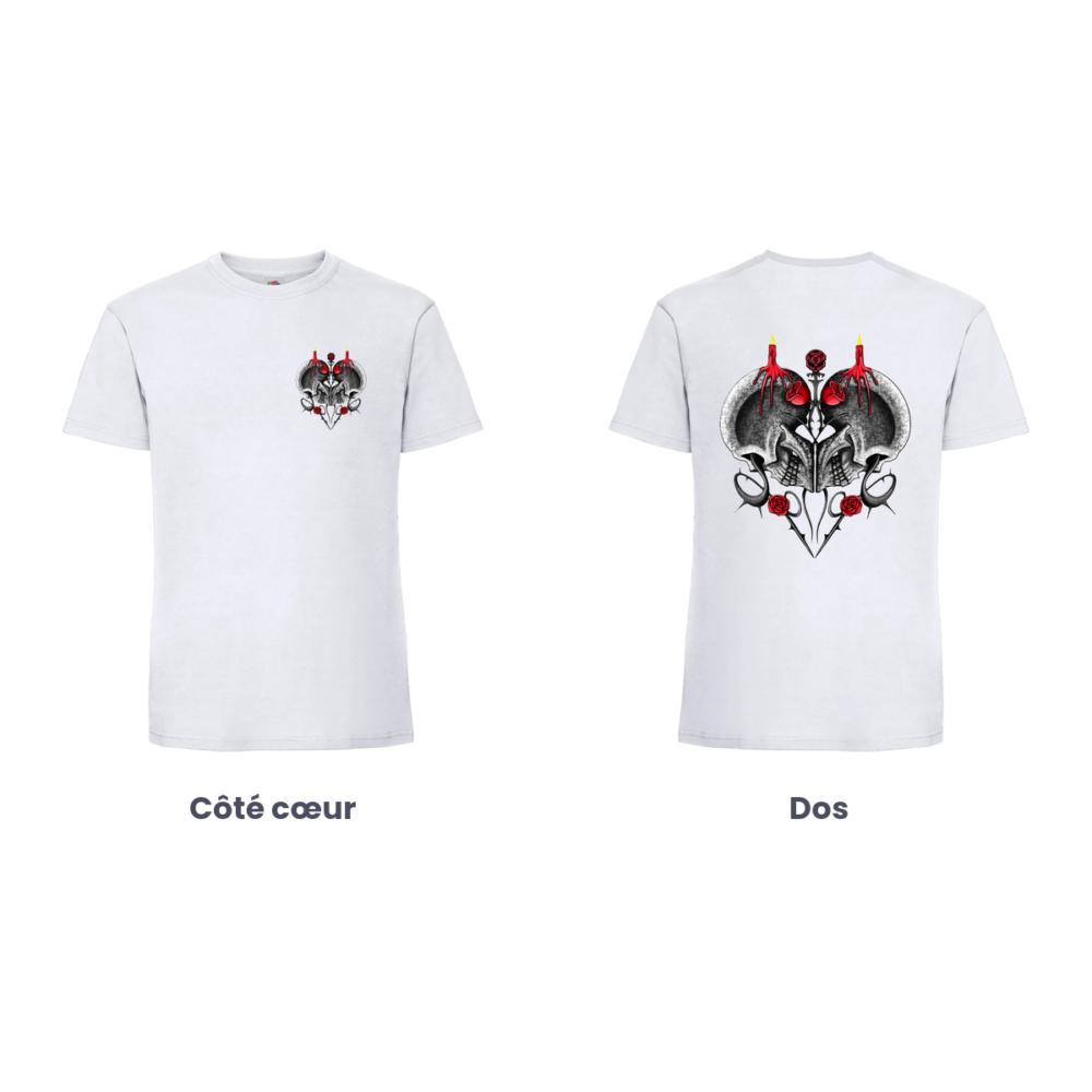 T-shirt Halloween Tête à tête, côté cœur et dos