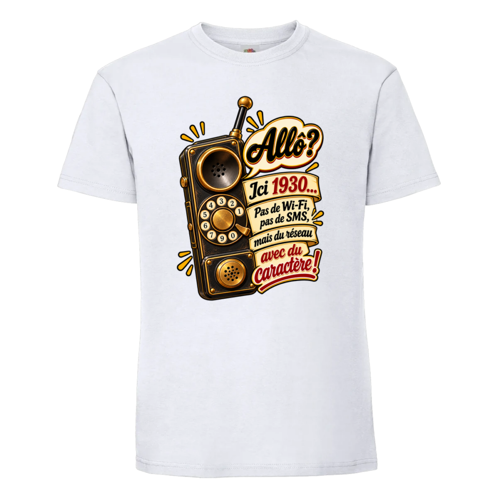 T-shirt Téléphone portable vintage : voilà un téléphone d'une autre époque, sur un t-shirt blanc